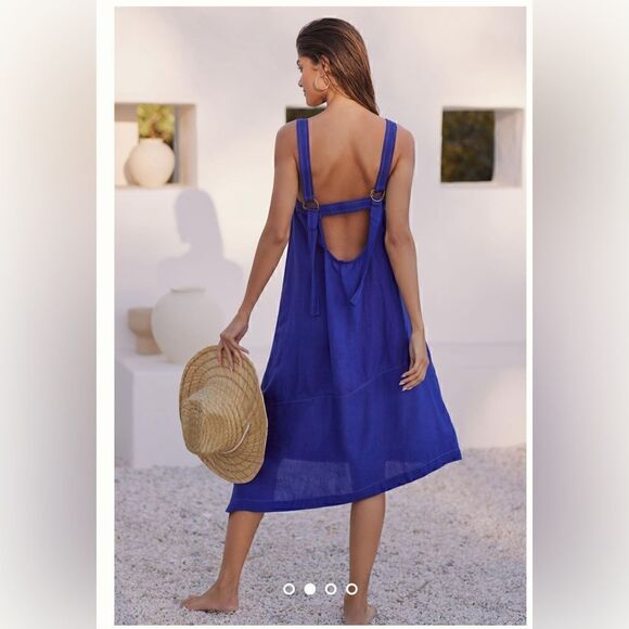 Anthropologie Sleeveless Asymmetrical Midi Dress Size Large - Picture 2 of 4